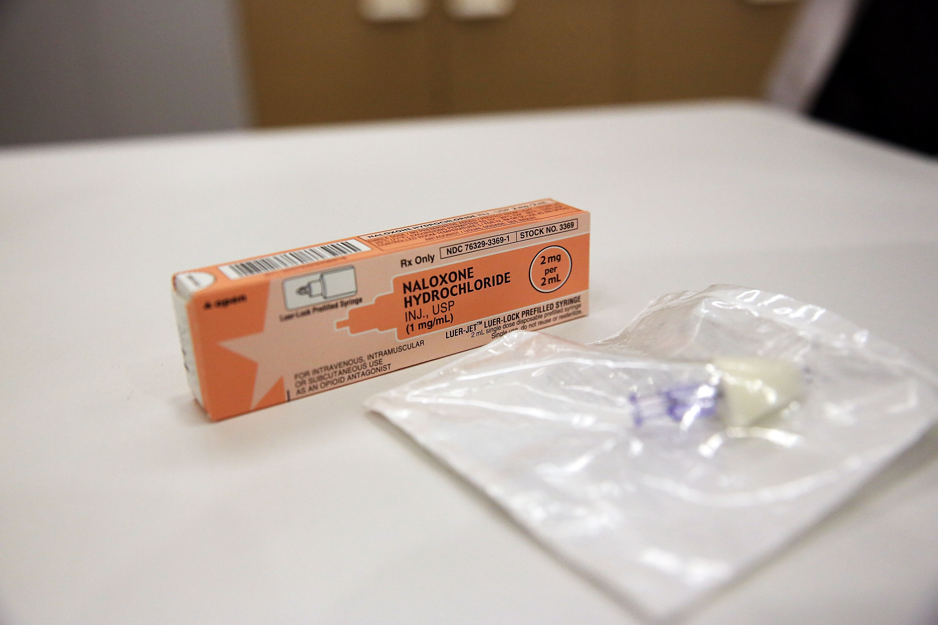 A box of the overdose antidote Naloxone Hydrochloride sits on a counter at a Walgreens store on February 2, 2016 in New York City. (Getty)