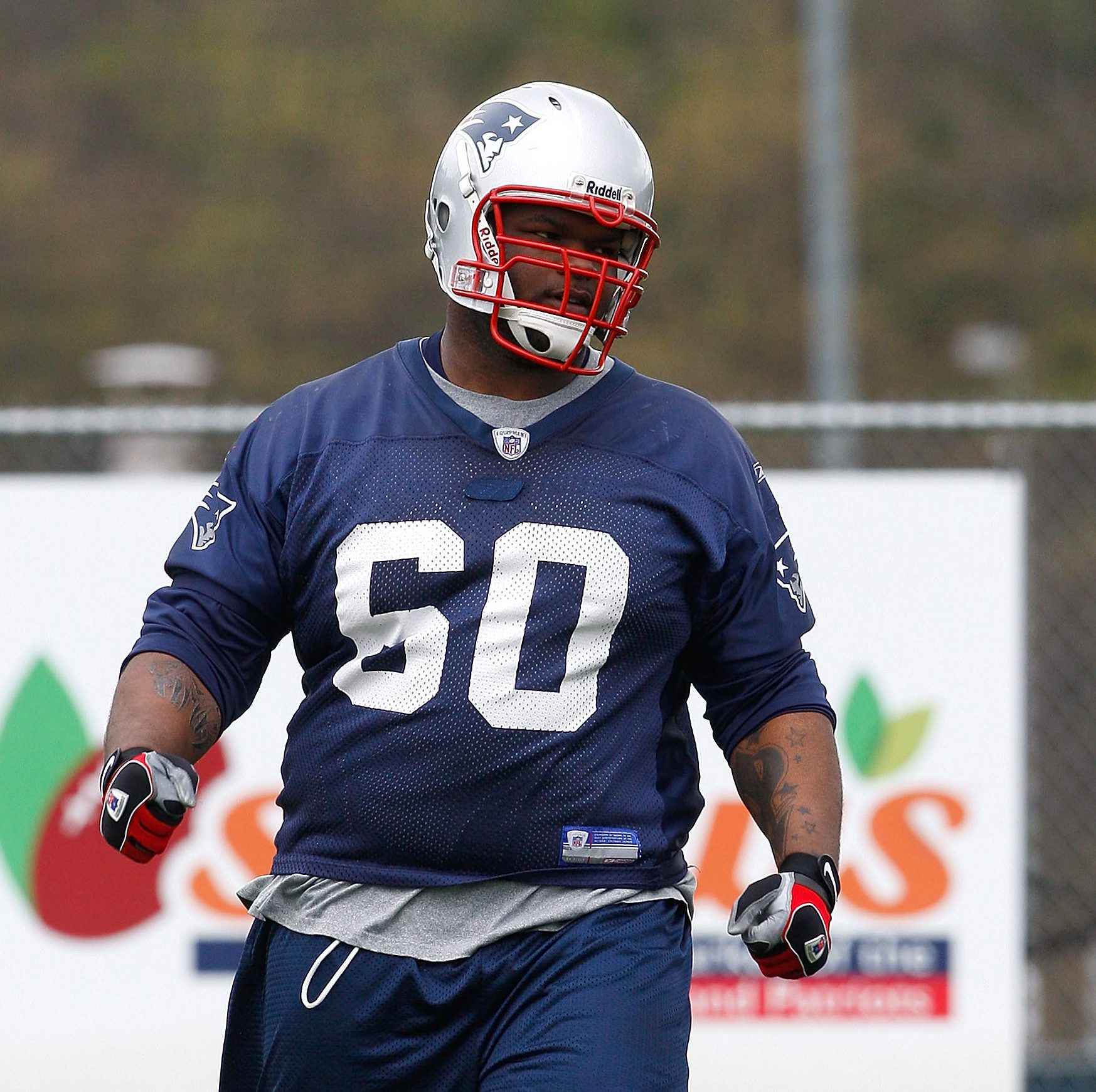 Ron Brace participates in a drill during the New England Patriots Minicamp at Gillette Stadium May 2, 2009 in Foxborough, Massachusetts. (Getty)