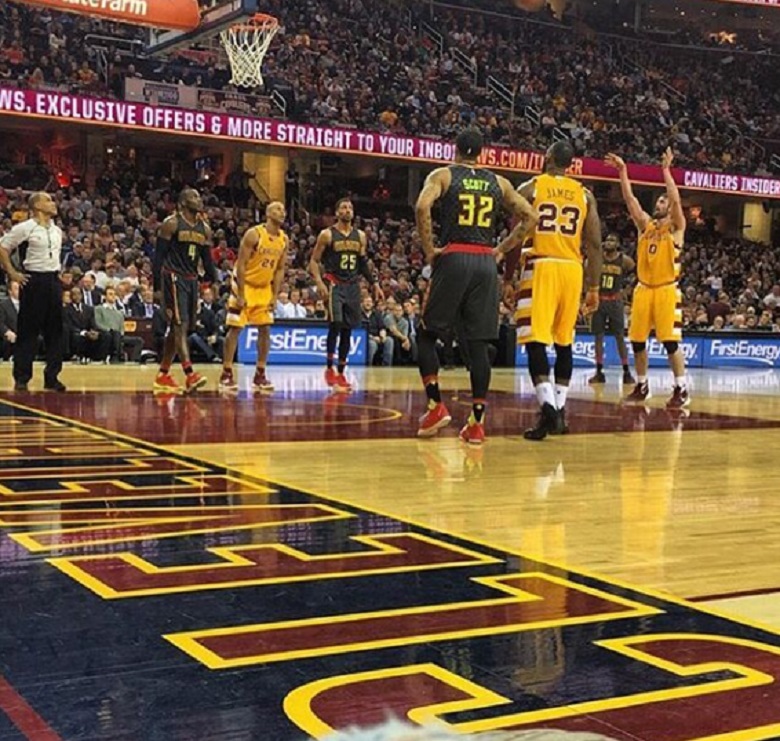 Rachel Bush attended the  Hawks-Cavaliers game in Cleveland on Monday, April 11. (Instagram/rachelbush)