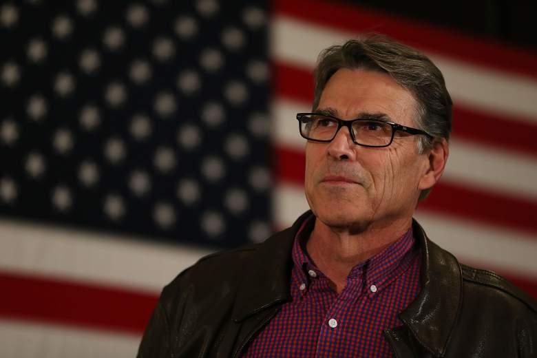 WEST DES MOINES, IA - JANUARY 27: Former Texas Governor Rick Perry talks about how he supports Republican presidential candidate Sen. Ted Cruz (R-TX) before he took to the stage during his campaign event at the Noah's Event Venue on January 27, 2016 in West Des Moines, Iowa. Cruz continues his quest to become the Republican presidential nominee. (Photo by Joe Raedle/Getty Images)