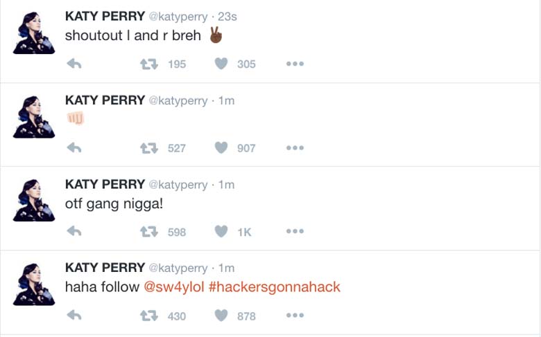 Katy Perry Twitter Page Hack