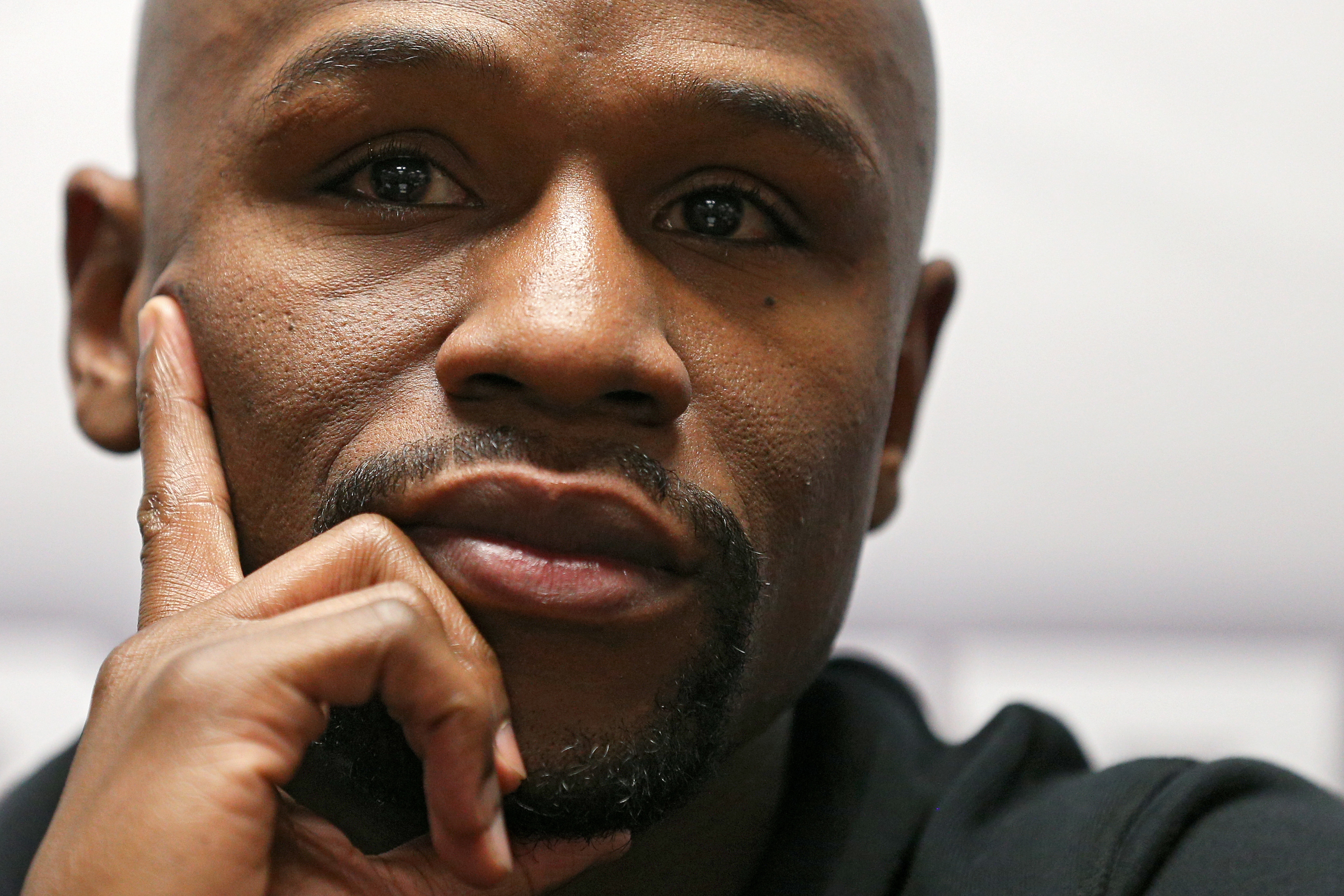 Floyd Mayweather looks on before a press conference at the DC Armory on April 1, 2016 in Washington, DC. (Getty)