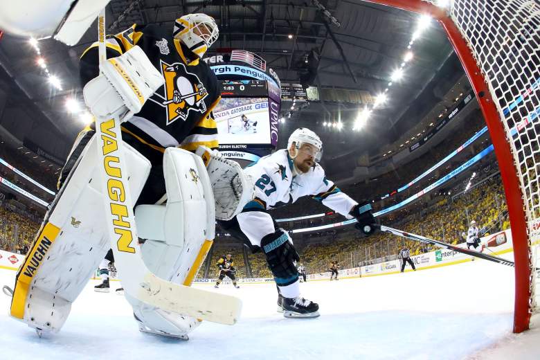 Penguins' Matt Murray tends goal against the San Jose Sharks in Game Two of the Stanley Cup Final.(Getty) 
