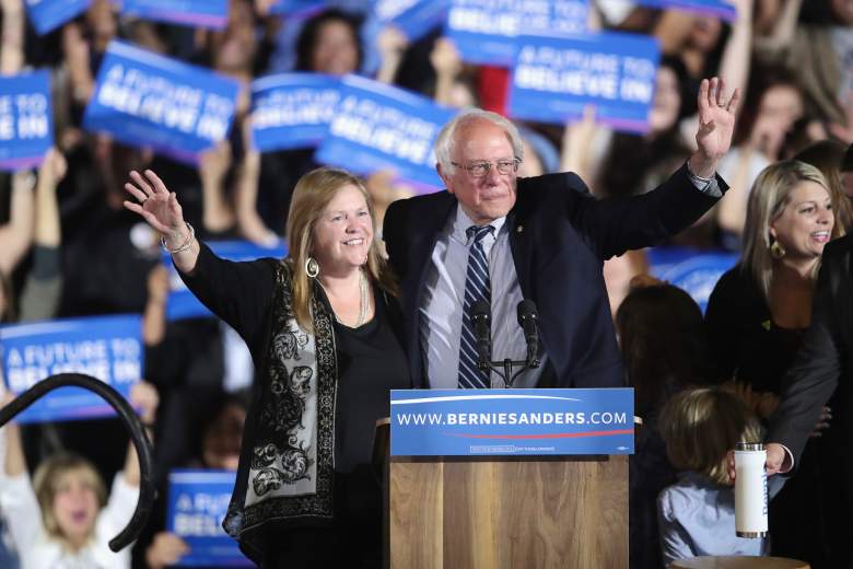 SANTA MONICA, CA - JUNE 07: Democratic presidential candidate Senator Bernie Sanders (D-VT) and his wife Jane greet supporters at an election-night rally on June 7, 2016 in Santa Monica, ia. Hillary Clinton held an early lead in today's California primary. (Photo by Scott Olson/Getty Images)