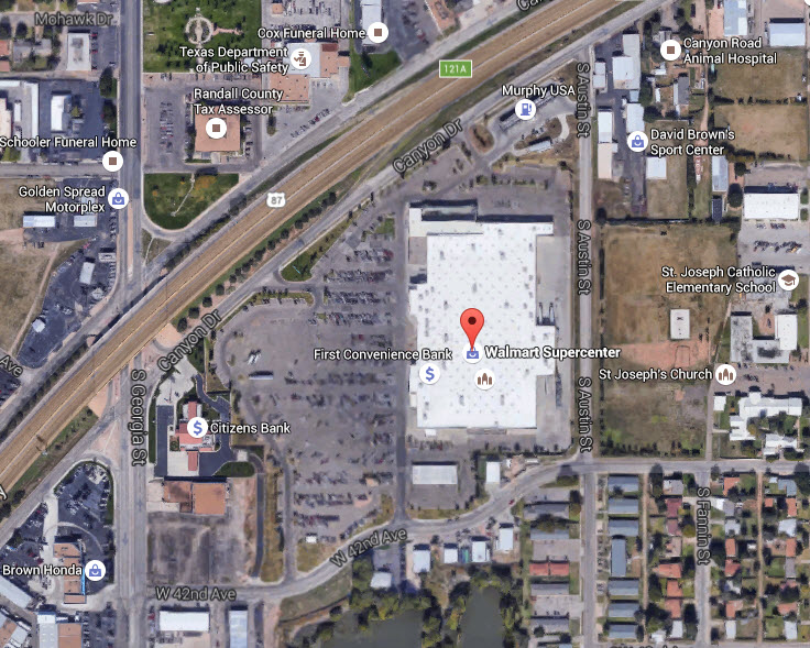 The scene of the active shooter and hostage situation in Amarillo, Texas. (Google Maps)