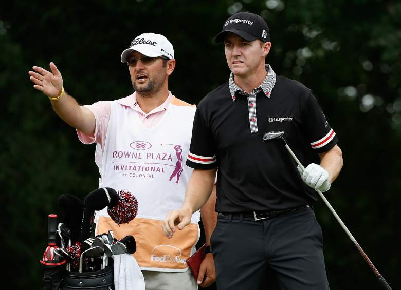 Jimmy Walker and Andy Sanders on the 12th hole during the Final Round of the Crowne Plaza Invitational at Colonial at the Colonial Country Club  on May 25, 2014 in Fort Worth, Texas. (Getty)