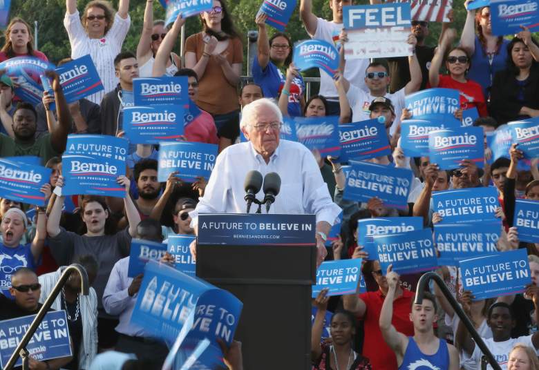 WASHINGTON, DC - JUNE 09: Democratic presidential candidate Sen. Bernie Sanders (I-VT), speaks during a campaign rally at Robert F. Kennedy Memorial Stadium June 9, 2016 in Washington, DC. After a meeting with President Barack Obama earlier at the White House, Sanders said he will work with Hillary Clinton to beat Donald Trump in the presidential election. (Photo by Mark Wilson/Getty Images)