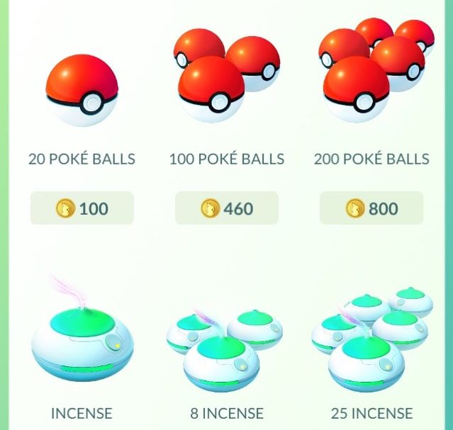 Players can trade in coins for items in the Pokemon Go shop. (Niantic)