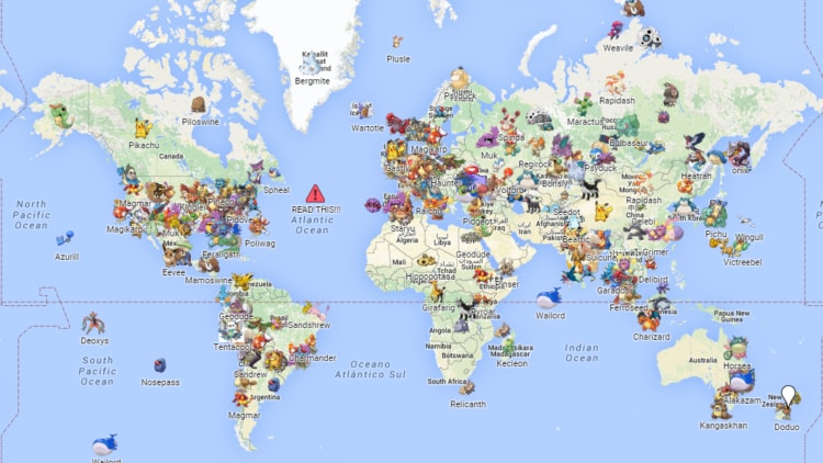 Pokemon Go Map, pokemon go world map, pokemon go countries