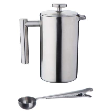 VonShef Double-Wall Keep Warm Satin Brushed Stainless Steel French Press