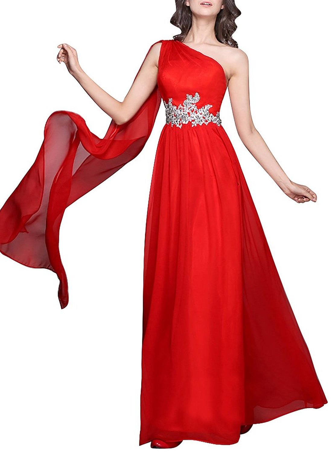 one shoulder evening gown