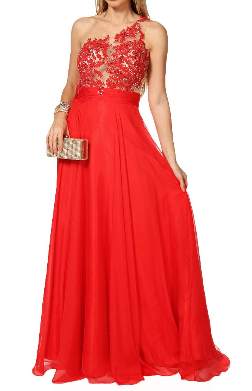 sheer top red dress