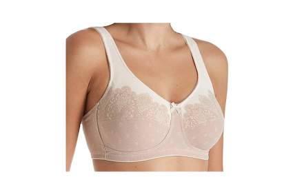 beige lace overlay mastectomy bra