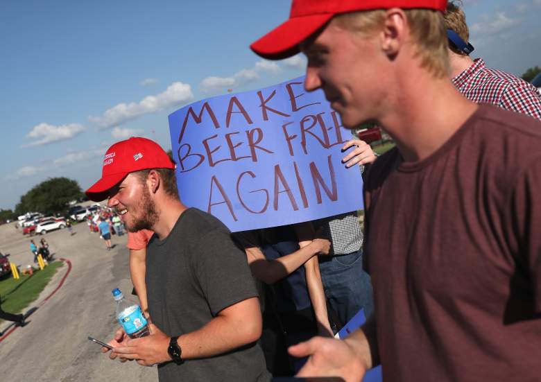 make beer free again, trump make beer free again, trump rally make beer free again