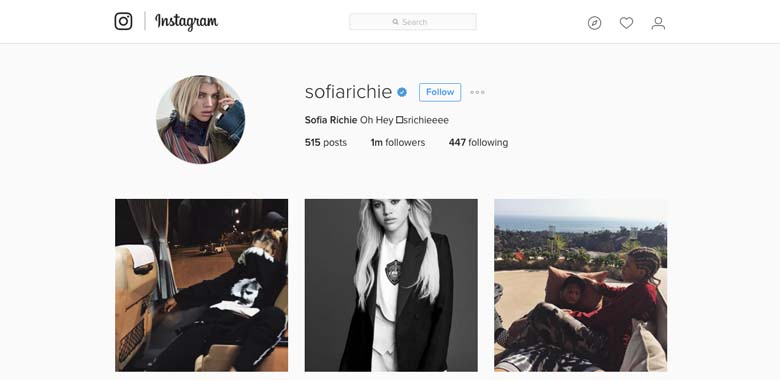 Sofia Richie Instagram page