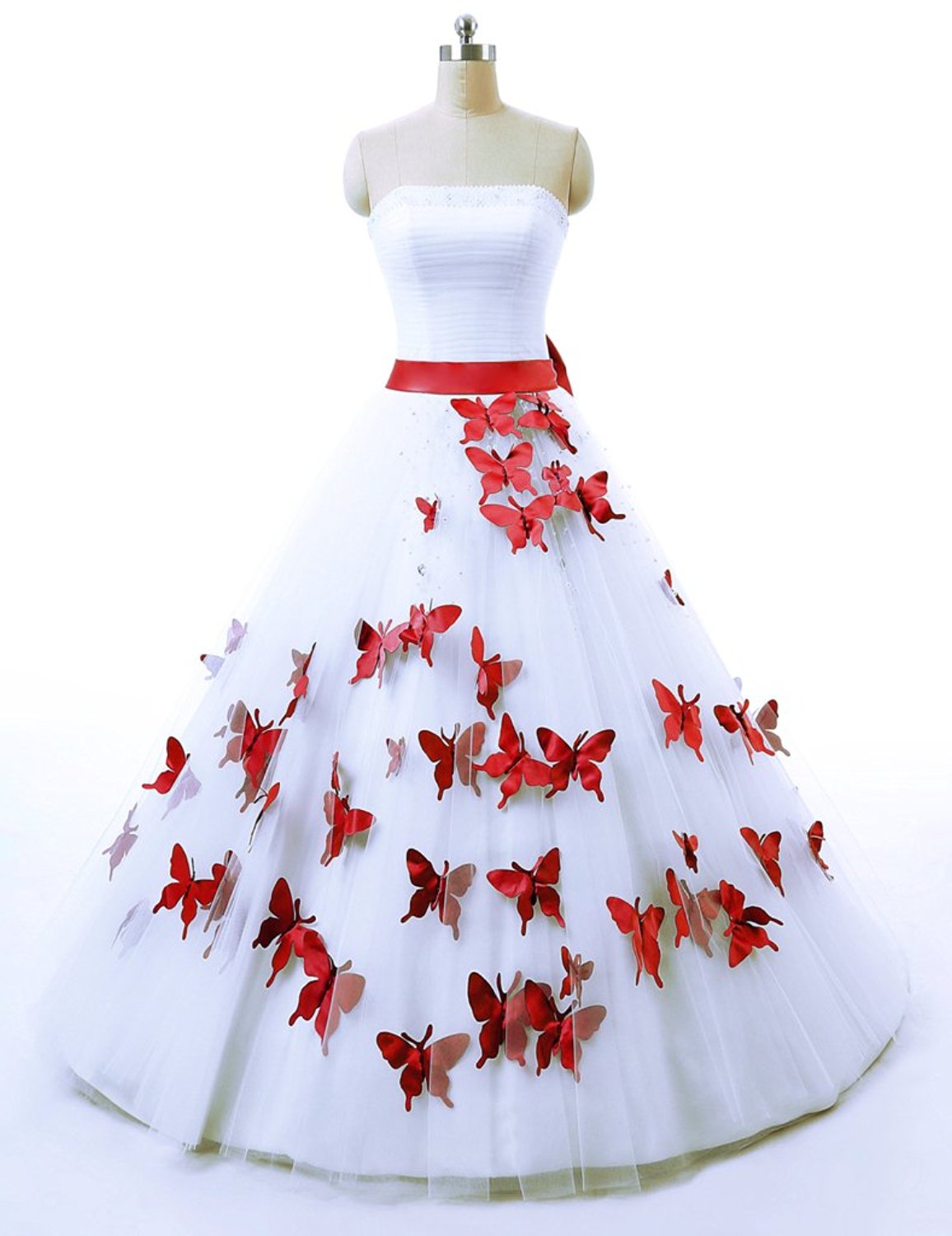 red and white combination gown