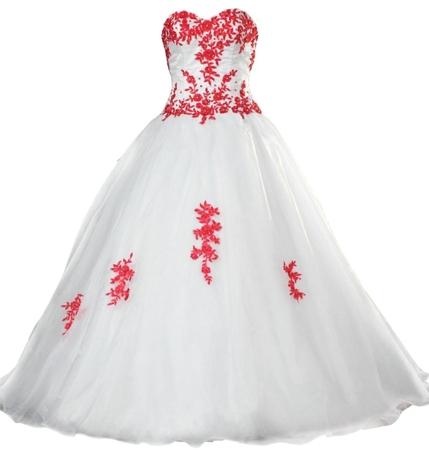 red and white combination gown