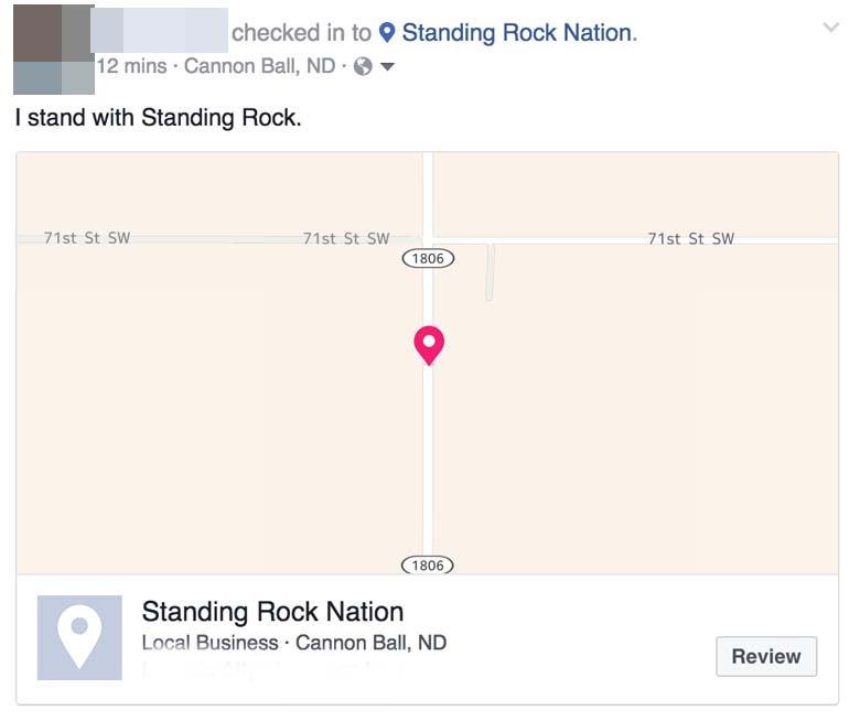 standing rock facebook check in, standing rock facebook check in hoax