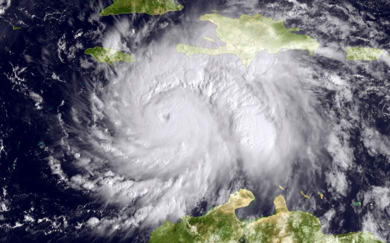 CARIBBEAN SEA - OCTOBER 3: In this NOAA handout image, taken by the GOES satellite at 1620 UTC shows Hurricane Matthew in the Caribbean Sea heading towards Jamacia, Haiti and Cuba on October 3, 2016. Matthew is a strong Category 4 hurricane, in the central Caribbean Sea and is poised to deliver a potentially catastrophic strike on Haiti. (Photo by NOAA via Getty Images)