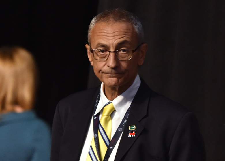 John Podesta, Chairman of the 2016 Hillary Clinton presidential campaign, looks on before the first vice presidential debate at Longwood University in Farmville, Virginia on October 4, 2016. / AFP / Paul J. Richards (Photo credit should read PAUL J. RICHARDS/AFP/Getty Images)
