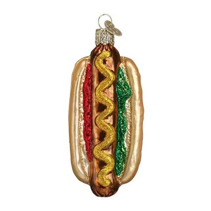 hot dog ornament