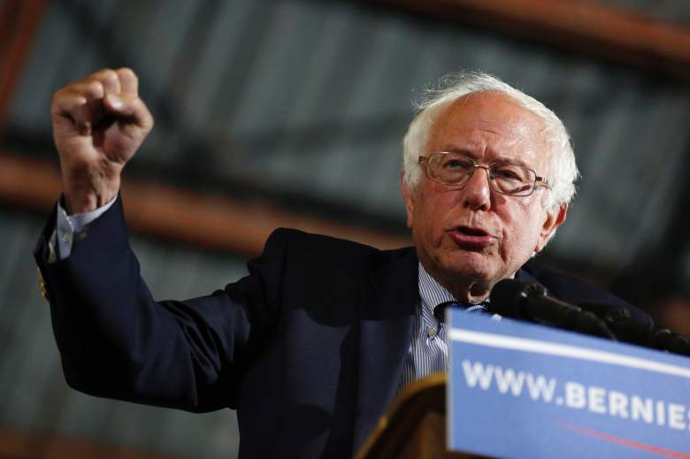 Democratic presidential candidate Senator Bernie Sanders speaks during a rally at Barker Hangar in Santa Monica, California on June 7, 2016.  Sanders refused to concede defeat to Hillary Clinton late on June 7, vowing to "continue the fight" for the Democratic nomination despite his rival declaring herself the party's flagbearer for the US presidential race. / AFP / JONATHAN ALCORN        (Photo credit should read JONATHAN ALCORN/AFP/Getty Images)