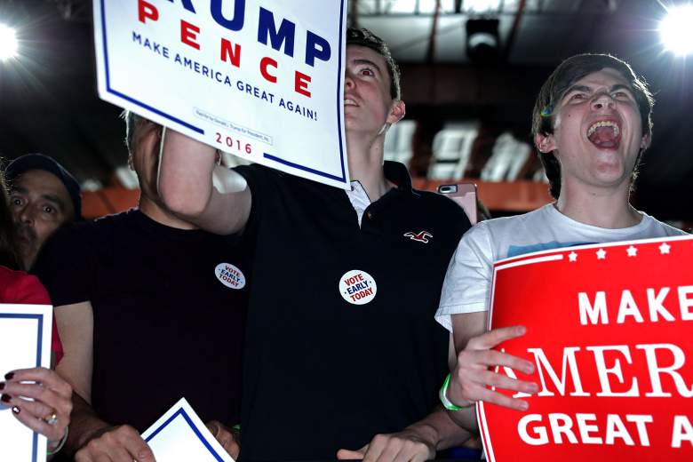 ALBUQUERQUE, NM - OCTOBER 30: Supporters cheer for Republican presidential nominee Donald Trump during a campaign rally at Atlantic Aviation near Albuquerque International Airport October 30, 2016 in Albuquerque, New Mexico. With less than nine days until Americans go to the polls, Trump is campaigning in Nevada, New Mexico and Colorado. (Photo by Chip Somodevilla/Getty Images)