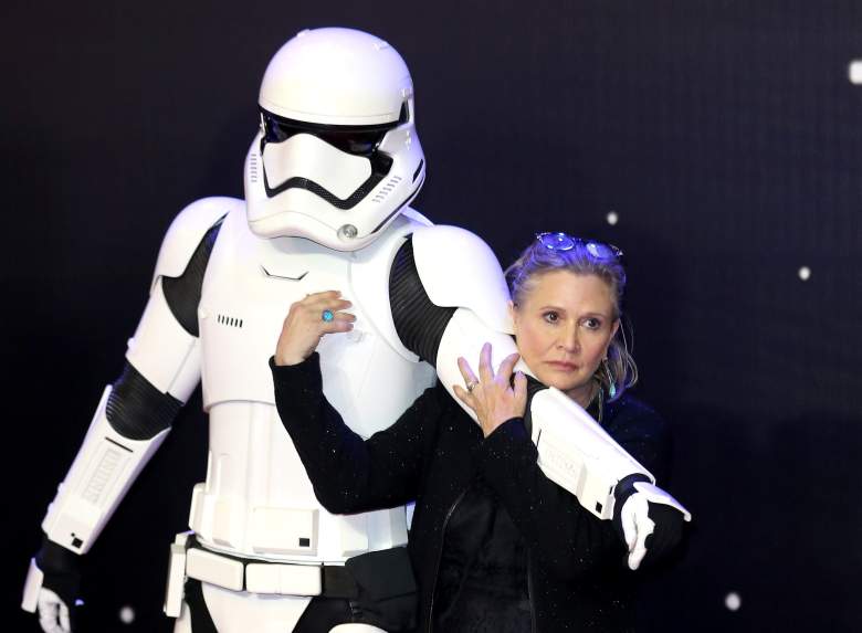 LONDON, ENGLAND - DECEMBER 16: Carrie Fisher attends the European Premiere of "Star Wars: The Force Awakens" at Leicester Square on December 16, 2015 in London, England. (Photo by Chris Jackson/Getty Images)