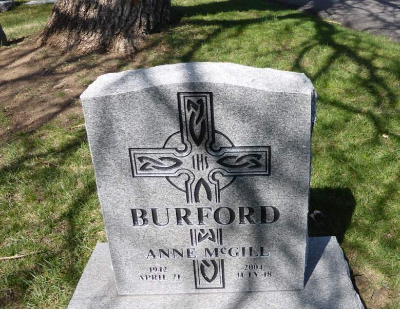 The gravestone of Anne Gorsuch Burford. (VDR/Find A Grave)