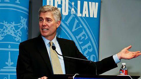 Supreme Court candiate Neil Gorsuch speaks at an event. He is a front runner for the vacant seat left by Justice Antonin Scalia. (Twitter)