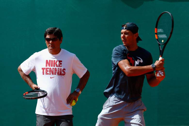 Rafael Nadal of Spain in a practice session with his uncle and coach Toni Nadal in 2015.  (Getty)