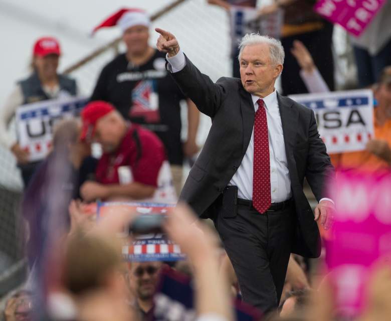 MOBILE, AL - DECEMBER 17: Senator Jeff Sessions, Trump's picks for attorney general, joins president-elect Donald Trump on stage during a thank you rally in Ladd-Peebles Stadium on December 17, 2016 in Mobile, Alabama. President-elect Trump has been visiting several states that he won, to thank people for their support during the U.S. election. (Photo by Mark Wallheiser/Getty Images)