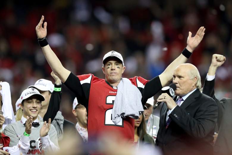 Falcons quarterback Matt Ryan celebrates after defeating the Green Bay Packers in the NFC Championship Game. (Getty)