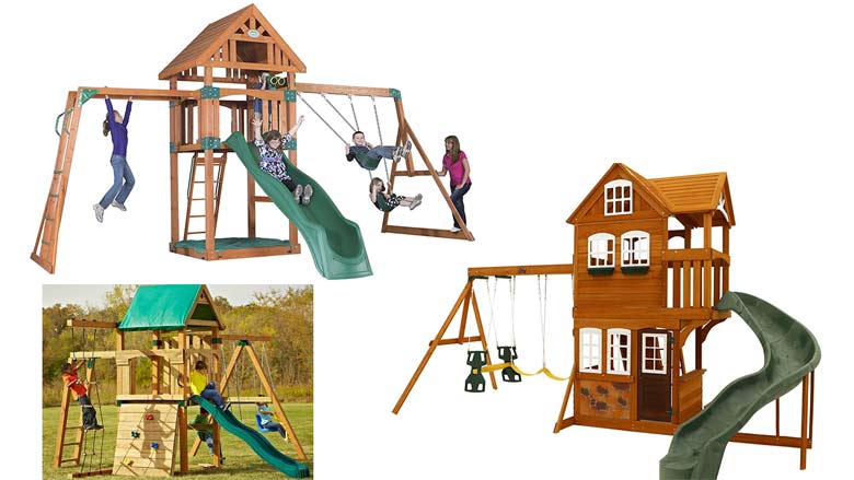 childrens wooden swing set