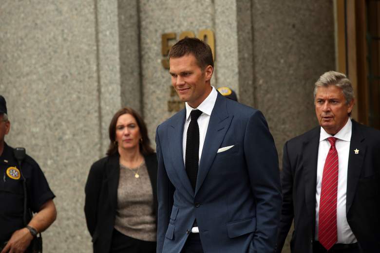 Quarterback Tom Brady of the New England Patriots leaves federal court after contesting his four game suspension with the NFL on August 31, 2015. (Getty)