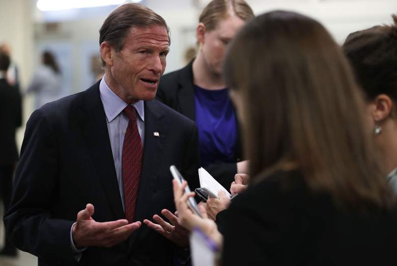 Richard Blumenthal speaks to members of the media at the Capitol on July 6, 2016. (Getty)