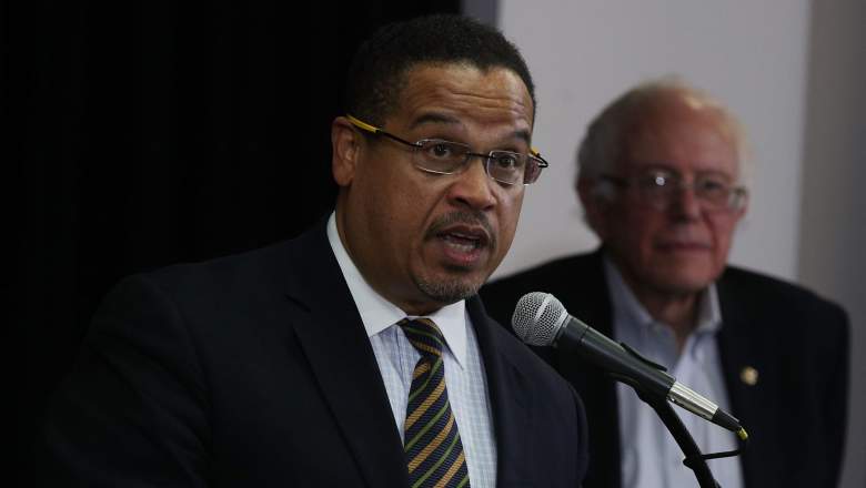 WASHINGTON, DC - DECEMBER 14: U.S. Rep. Keith Ellison (D-MN) (L) speaks as Sen. Bernie Sanders (I-VT) (R) listens during an event at the headquarters of American Federation of Teachers December 14, 2016 in Washington, DC. The event was held to outline EllisonÕs vision as he campaigns to become the next chairman of the Democratic National Committee. (Photo by Alex Wong/Getty Images)