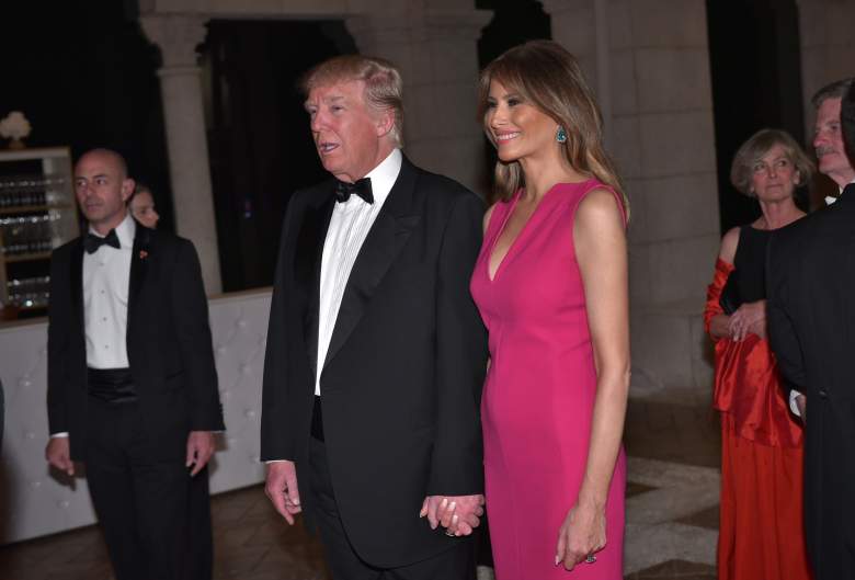 US President Donald Trump and First Lady Melania Trump arrive for the 60th Annual Red Cross Gala at his Mar-a-Lago estate in Palm Beach on February 4, 2017. / AFP / MANDEL NGAN        (Photo credit should read MANDEL NGAN/AFP/Getty Images)