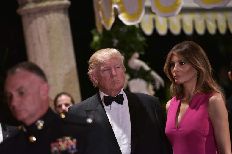 US President Donald Trump and First Lady Melania Trump arrive for the 60th Annual Red Cross Gala at his Mar-a-Lago estate in Palm Beach on February 4, 2017. / AFP / MANDEL NGAN        (Photo credit should read MANDEL NGAN/AFP/Getty Images)
