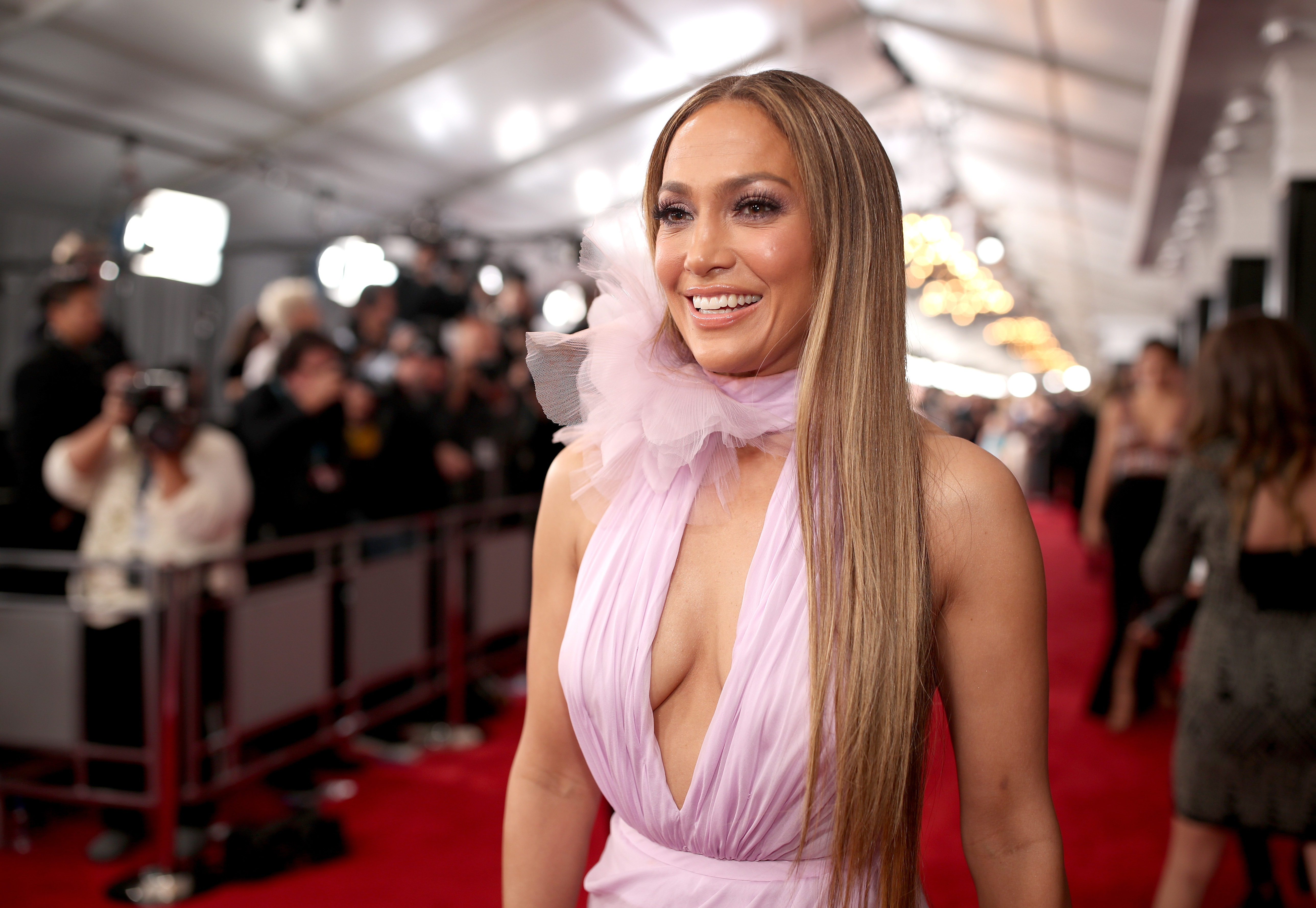 Jennifer Lopez at the Grammy Awards on February 12, 2017 in Los Angeles, California.  (Photo by Christopher Polk/Getty)