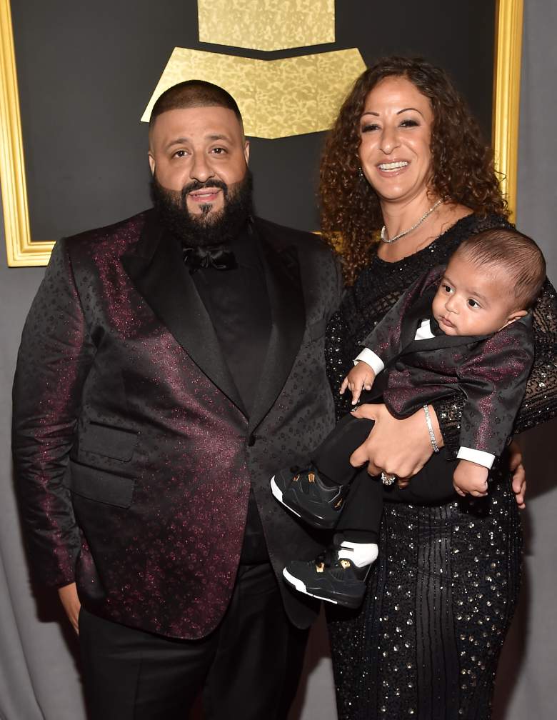 LOS ANGELES, CA - FEBRUARY 12: (L-R) Producer DJ Khaled, Nicole Tuck and Asahd Tuck Khaled attend The 59th GRAMMY Awards at STAPLES Center on February 12, 2017 in Los Angeles, California. (Photo by Alberto E. Rodriguez/Getty Images for NARAS)