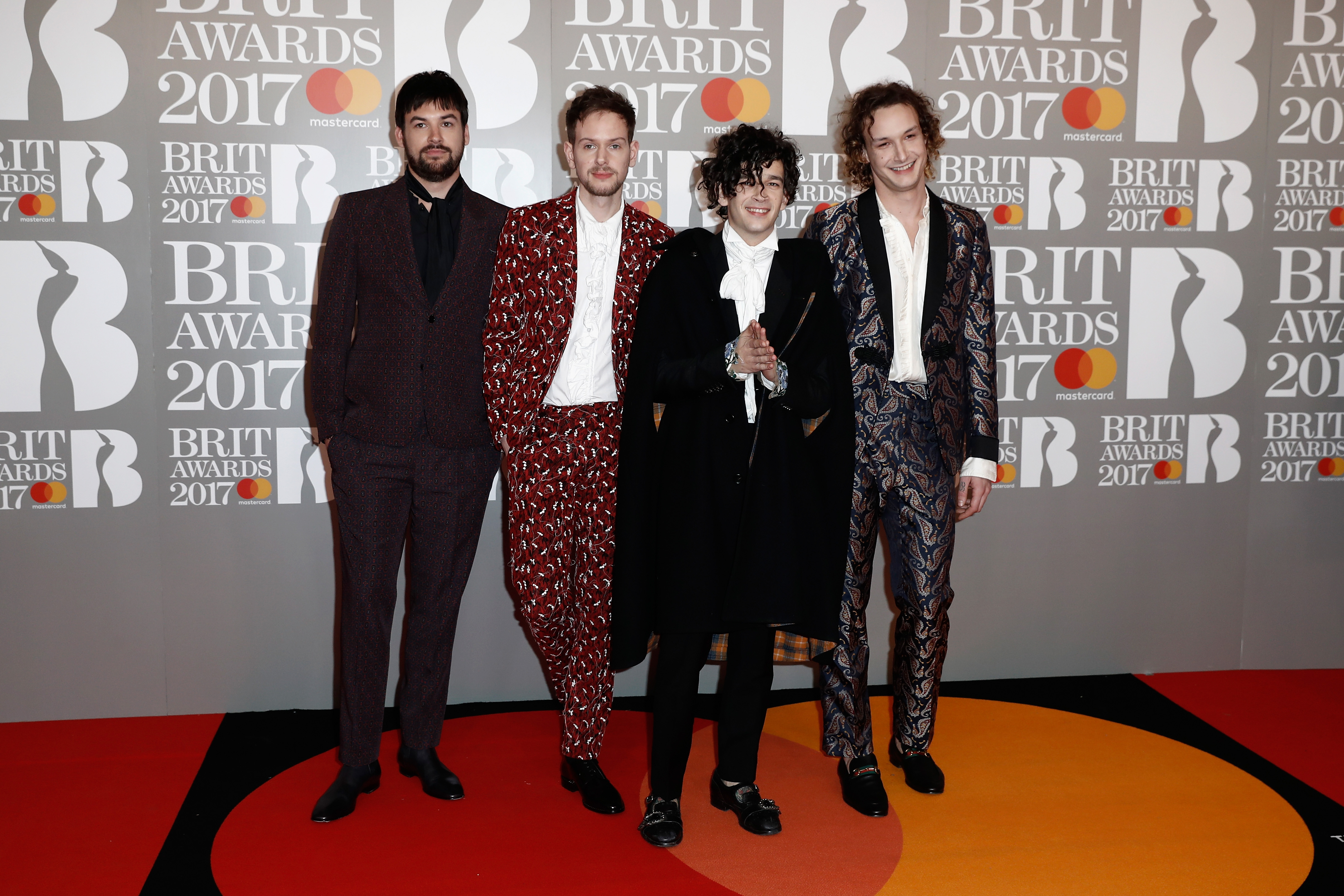 The 1975 attend The BRIT Awards 2017 on February 22, 2017 in London, England. (Photo by John Phillips/Getty Images)