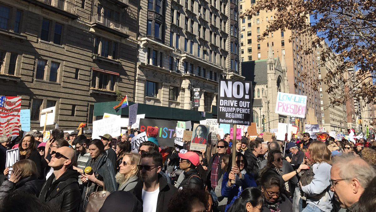 WATCH: Videos From Not My President’s Day Protests In NYC | Heavy.com