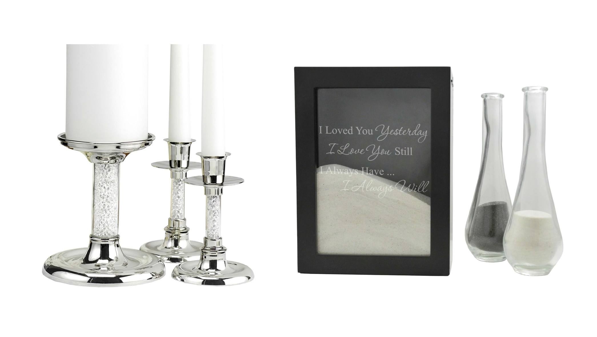 Plain Wedding Unity Candle White or Ivory with Glass holders as optional extra 