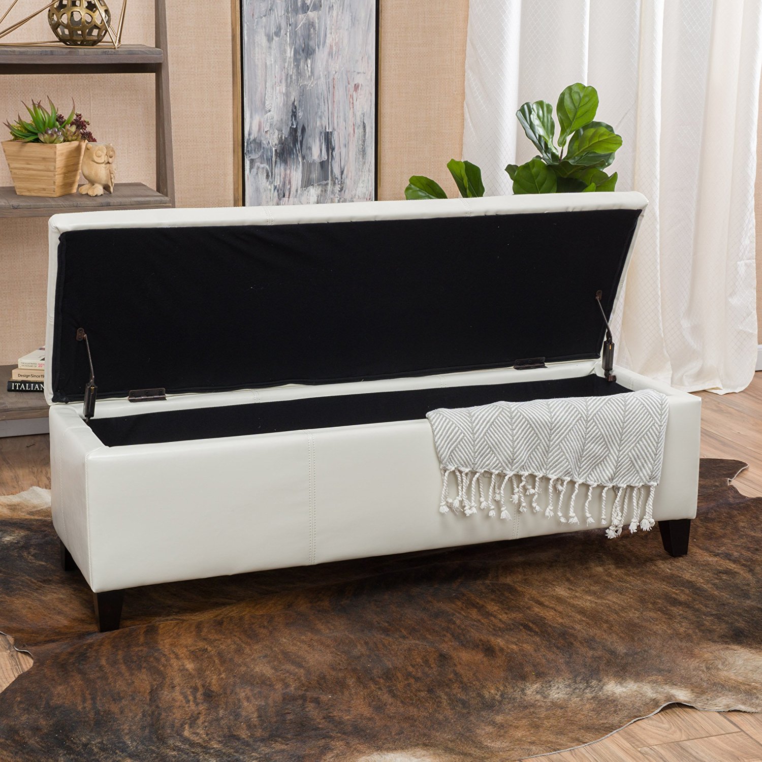 Extra long store storage ottoman