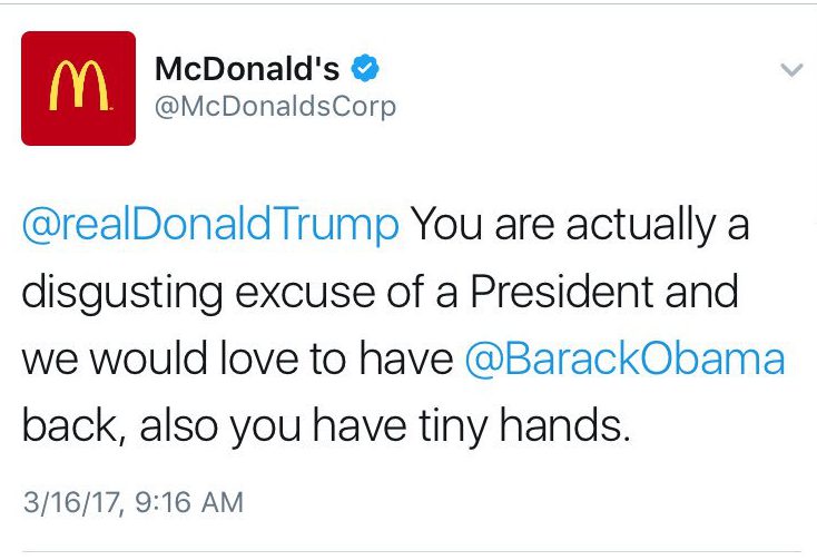 mcdonalds trump tweet, mcdonalds trump hands twitter, mcdonalds twitter