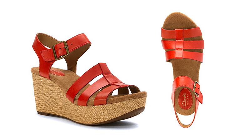 clarks womens red sandals