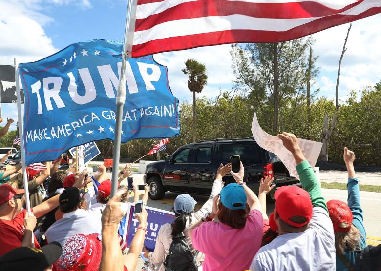 WEST PALM BEACH, FL - MARCH 04: US President Donald Trump is driven past supporters near his Mar-a-Lago resort home on March 4, 2017 in West Palm Beach, Florida. President Trump spent part of the weekend at the house. (Photo by Joe Raedle/Getty Images)