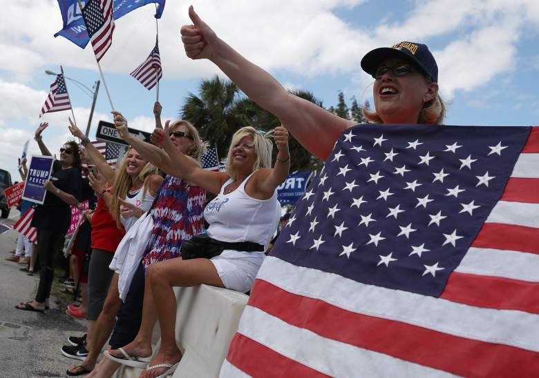 WEST PALM BEACH, FL - MARCH 04: People show their support for President Donald Trump near his Mar-a-Lago resort home on March 4, 2017 in West Palm Beach, Florida. President Trump spent part of the weekend at the house. (Photo by Joe Raedle/Getty Images)