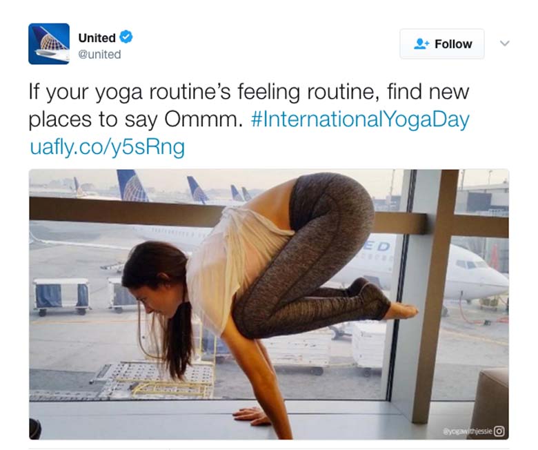 United Airlines Yoga Tweet
